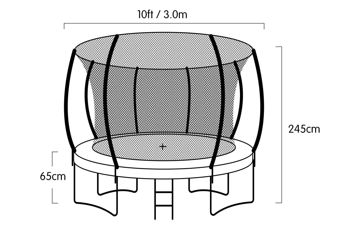 10ft Outdoor Trampoline with Safety Enclosure Pad Ladder Basketball Hoop Set Blue