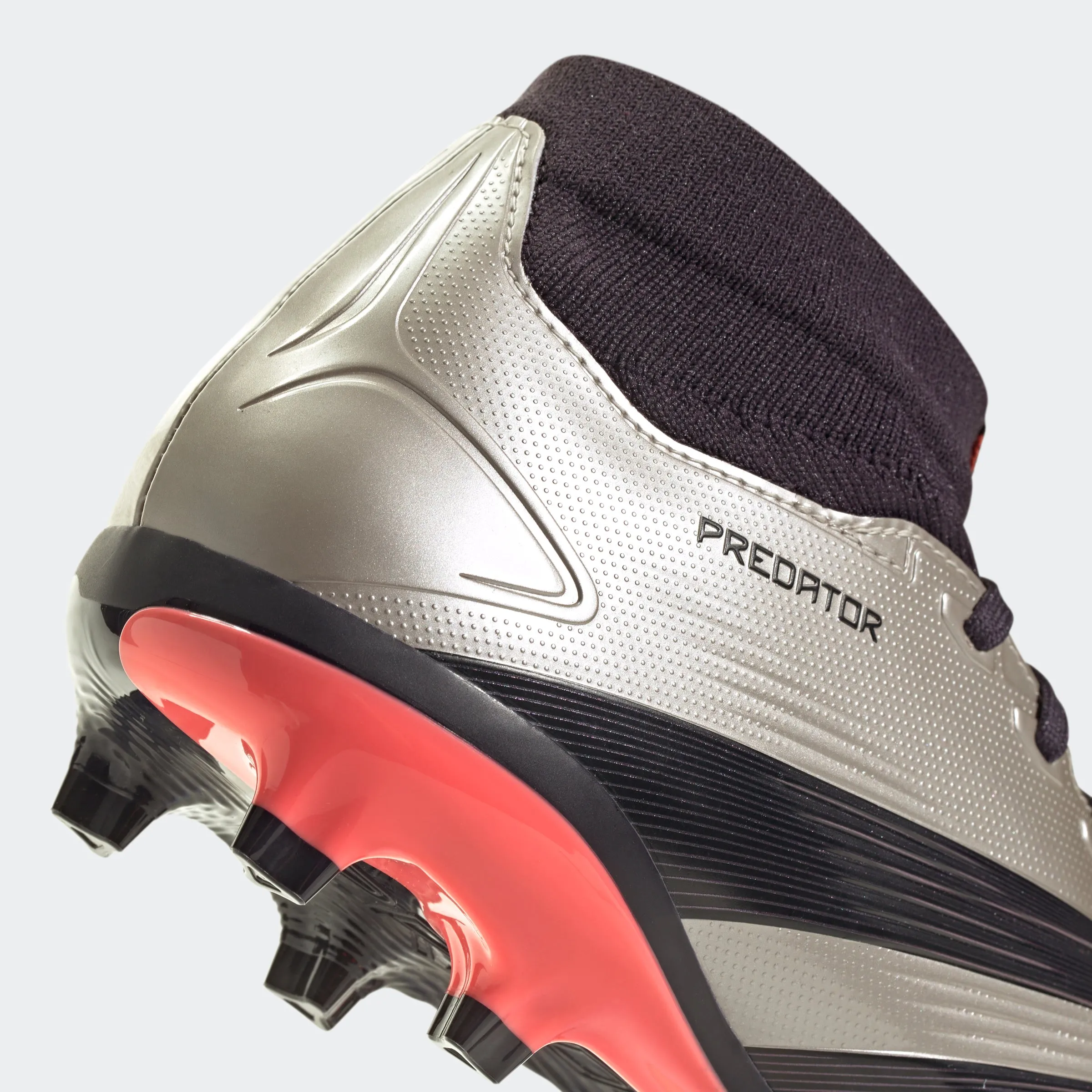 adidas Predator League Sock Firm Ground Soccer Shoes | Platinum Metallic-Aurora Black-Turbo | Men's