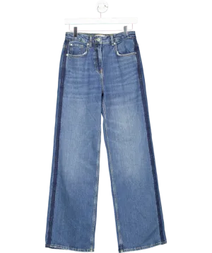 REISS Blue Hallie Mid Rise Straight Leg Side Stripe Jeans W25