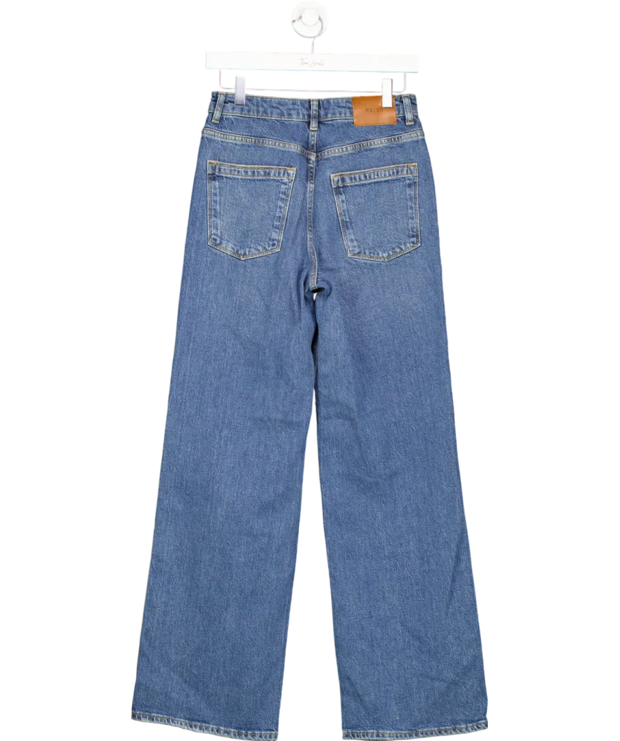 REISS Blue Hallie Mid Rise Straight Leg Side Stripe Jeans W25