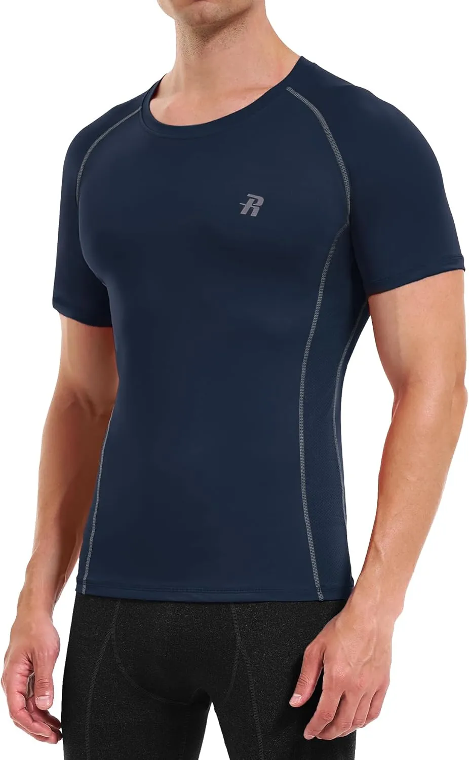 Runhit Short Sleeve Compression Shirts for Men, Quick Dry Cool Men's Compression T-Shirt, Athletic Workout Base Layer