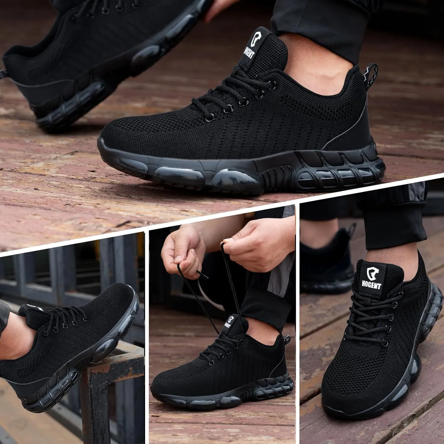 Steel Toe Shoes for Men Women Composite Toe Work Sneakers Indestructible Safety Tennis Shoes Lightweight Breathable Construction Sneakers Puncture Proof Air Cushion Ergonomic Design