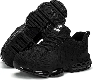 Steel Toe Shoes for Men Women Composite Toe Work Sneakers Indestructible Safety Tennis Shoes Lightweight Breathable Construction Sneakers Puncture Proof Air Cushion Ergonomic Design